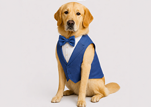 Terno para Cachorro Azul Casamento – Roupa Pet Social para Pajem Porte Grande