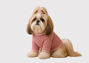 Roupa de Inverno para Cachorro Tricõ | Casaco Pet | Luxo Rose Portes Pequenos