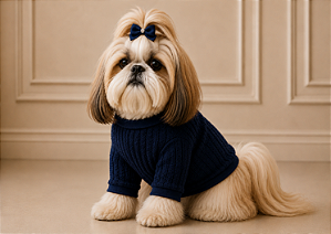 Roupa de Inverno para Cachorro Tricõ | Casaco Pet | Luxo Azul Marinho Portes Pequenos