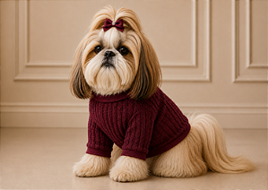 Roupa de Inverno para Cachorro Tricõ | Casaco Pet | Luxo Bordô Marinho Portes Pequenos