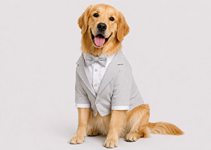 Smoking para Cachorro Porte Grande Cinza Claro – Roupa Social Pet para Casamentos e Festas