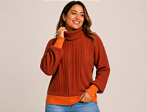 Coleção Tal Mãe Tal Pet | Blusa Feminina Tricô Terracota Premium