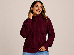 Coleção Tal Mãe Tal Pet | Blusa Feminina Tricô Bordô Premium