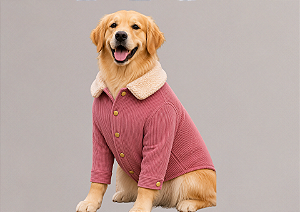 Casaco Jaqueta Pet com Gola em Fleece Para Cães Porte Grande – Linha Boutique Golden Retrivier