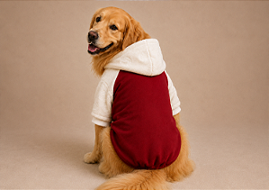 Moletom Vermelho com Fleece para Cachorro Grande Golden Retriever e Labrador com Fleece – Quente e Confortável