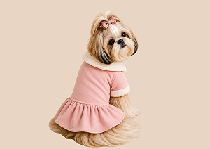 Vestido para Cachorro em Moletom com Gola Fleece Fofinha | Boutique