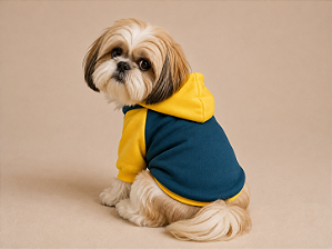 Blusa de Frio para Cachorro Pequeno com Capuz Moletom Colorido Azul Pet com Capuz em Moletom| Conforto para Cães