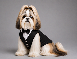 Terno Preto para Cachorro em Tecido Prada Acetinado com Guia – Linha Premium