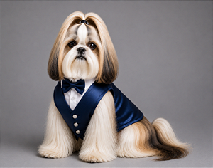 Terno Azul Marinho para Cachorro em Tecido Prada Acetinado com Guia – Linha Premium