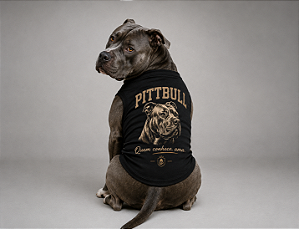 Camiseta Regata Preta Pitbull 100% Algodão Premium +Brinde Ecobag