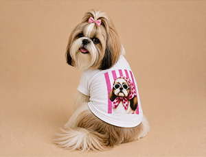 Camisetas T-Shirt para Pets em Algodão – Personalizadas com Estampas de Raças Iasha Apso