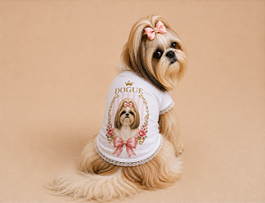 Camisetas T-Shirt Renda para Pets em Algodão – Personalizadas com Estampas de Raças Shitzhu