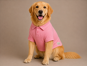 Camiseta Polo Pet Algodão Rosa Premium Gaby Moda Pet Golden Retrivier