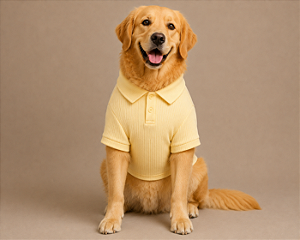 Camiseta Polo Pet Algodão Amarelo Premium Gaby Moda Pet Golden Retrivier