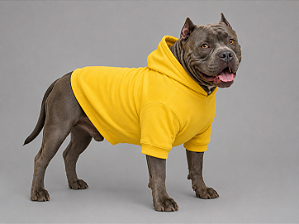 Moletom Pet Amarelo para Cães Médios e Grandes – 50% Poliéster 50 % Algodão Flanelado, Alta Durabilidade