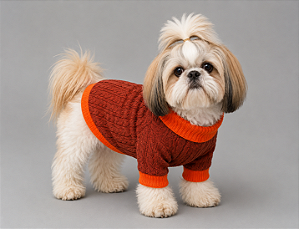 Roupa de Inverno para Cachorro Tricõ | Casaco Pet | Luxo Terracota Portes Pequenos