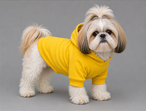 Blusa de Frio para Cachorro Pequeno com Capuz Moletom Amarelo Pet com Capuz em Moletom| Conforto para Cães