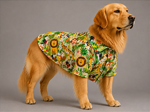 Camisa de Alfaiataria Pet Floresta Premium em Ticoline para Cães de Porte Grande e Gigante Golden Retrivier