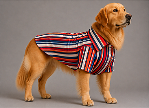 Camisa de Alfaiataria Pet Listras Premium em Tricoline para Cães de Porte Grande e Gigante Golden Retrivier