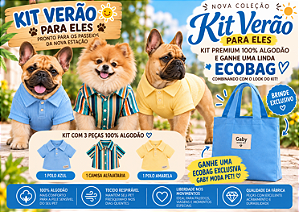 Kit Premium Verão para Machos Pet 100% Algodão + Ecobag Exclusiva