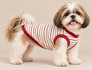 Regata Pet Listrada Vermelha Verão 50% Algodão – Roupa Fresquinha para Cachorro