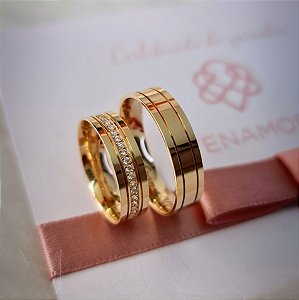 PAR DE ALIANÇAS EM OURO 18k MEDELINE - 5MM