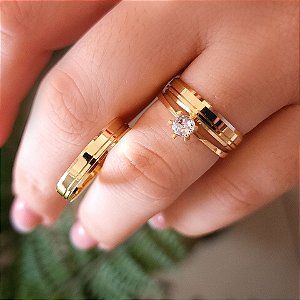 CONJUNTO GIRASSOL COM ANEL IMPERATRICE EM OURO 18K-4MM