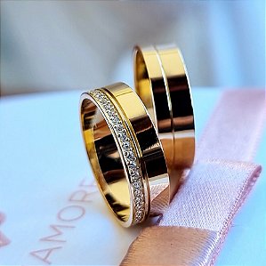 PAR DE ALIANÇAS EM OURO 18K BARCELONA- 5MM