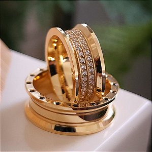PAR DE ALIANÇAS  LUXO EM OURO 18K MODELO DUBAY -8MM