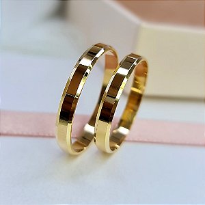 PAR DE ALIANÇAS EM OURO 18K MODELO ETERNITY- 4MM