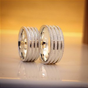 PAR DE ALIANÇAS DE NAMORO EM PRATA 950- FOREVER