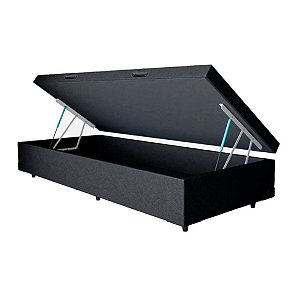 Box Baú Solteiro Blindado Suede Preto 88x188