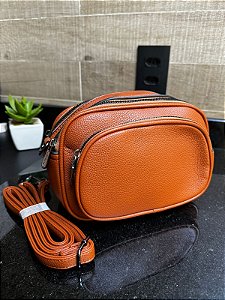 Elegant Oval Zip Bag CARAMELO