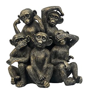 Escultura Cinco Macacos em Resina