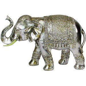 Escultura Elefante Decoração Indiano Prata