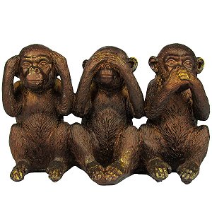 Macacos Sábios Decorativo Em Resina 