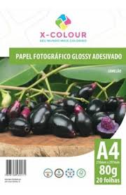 Papel Fotográfico Glossy ADESIVO 80g A4 - 20 folhas - X-Colour