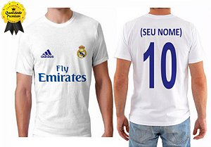 Camiseta Camiseta Time de Futebol Real Madri Personalizada Com Seu Nome