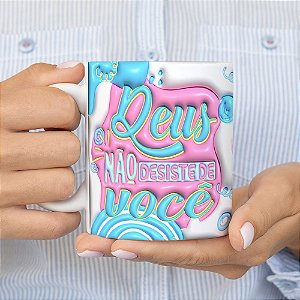 Caneca Porcelana Com Arte Efeito 3D Frases Cristãs Gospel Evangélica