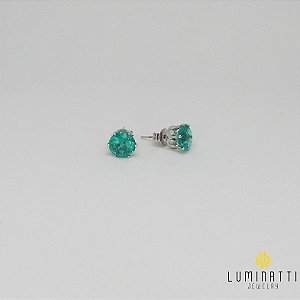 Brinco Bolinha Pedra Azul Turquesa - Luminatti Jewelry