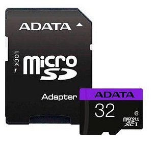 Cartão de Memória Adata MicroSDHC 32 GB Classe 10 com Adaptador - AUSDH32GUICL10-RA1
