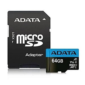 Cartão de Memória Adata 64GB Classe 10 com Adaptador - AUSDX64GUICL10A1-RA1
