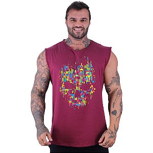 Regata Machão Longline Sem Manga MXD Conceito Caveira Formas Geométricas