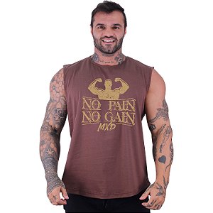 Regata Machão Longline Sem Manga MXD Conceito No Pain No Gain Braço Forte
