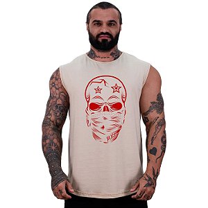 Regata Machão Longline Sem Manga MXD Conceito Red Skull Mask