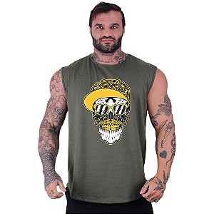 Regata Machão Longline Sem Manga MXD Conceito Skull Gold Teeth