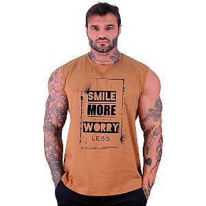 Regata Machão Longline Sem Manga MXD Conceito Smile More Worry Less