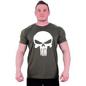 Camiseta Tradicional Masculina Manga Curta MXD Conceito Caveira Justiceiro