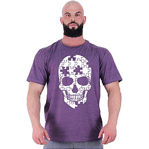 Camiseta Tradicional Masculina Manga Curta MXD Conceito Puzzle Skull