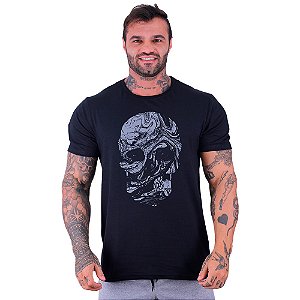 Camiseta Tradicional Masculina MXD Conceito Estampa Lateral Caveira Liquida